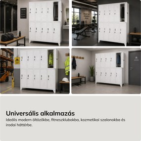 Munkaruhásszekrény, rekeszes, perforált, 10 rekesz, fehér, 1360x1720x450 mm: BARTEK PRO