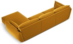 Mustársárga bársony sarokkanapé (jobb oldali-heverő résszel) Vanda – Mazzini Sofas