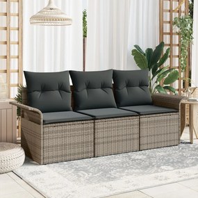 Kerti Kanapé Szett párnával tárolóval 3 pcs Szürke Poli rattan