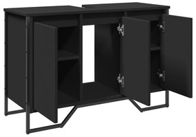 fekete szerelt fa fürdőszobai mosdószekrény 91 x 35 x 60 cm