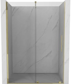 Mexen Velar, nyitható tolóajtó 160x200 cm, 8mm átlátszó üveg, arany fényes, 871-160-000-01-50