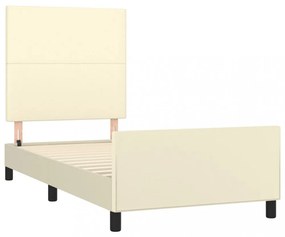 krémszínű műbőr ágykeret fejtámlával 90 x 200 cm