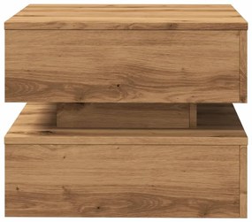 kézműves tölgy színű dohányzóasztal LED-lámpákkal 50x50x40cm
