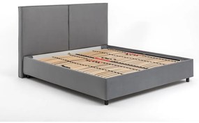 Szürke kárpitozott ágyneműtartós franciaágy ágyráccsal 180x200 cm Myra Bold – Bonami Selection