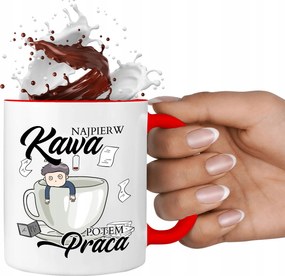 Fehér Bögre Piros Belsővel Kávé Utána Munka Vicces Minták