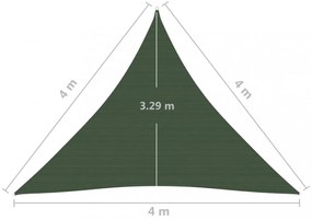 sötétzöld HDPE napvitorla 160 g/m² 4 x 4 x 4 m