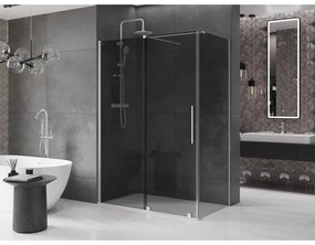 Mexen Velar, zuhanykabin tolóajtóval 140 x 85 cm, 8mm szürke üveg, csiszolt acél, 871-140-085-41-97