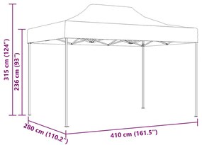 fehér acél összecsukható rendezvénysátor 280x410x315 cm