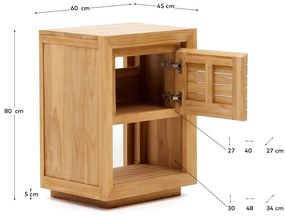 Natúr színű alacsony teakfa mosdó alatti szekrény 60x80 cm Saula – Kave Home