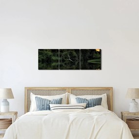 A tó képe az erdő mellett (órával) (90x30 cm)