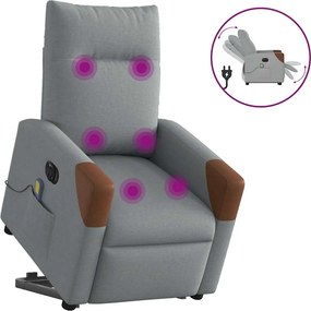 vidaXL világosszürke szövet dönthető elektromos álló masszázsfotel