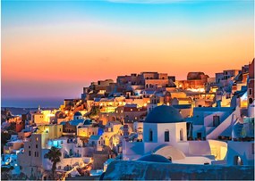 Kép - Santorini alkonyatkor (üvegen) (70x50 cm)