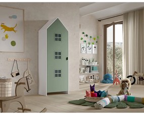 Fehér-zöld gyerek ruhásszekrény 58x172x37 cm Casami Bruges – Vipack