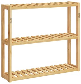 bambusz 3 szintes falra szerelhető fürdőszobapolc 60x15x54 cm