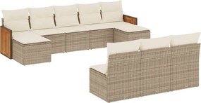 vidaXL 10 részes bézs polyrattan kerti ülőgarnitúra párnával