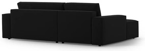 Fekete bársony kinyitható-tárolóhelyes sarokkanapé (bal oldali-heverő résszel) Jodie – Micadoni