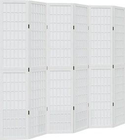 vidaXL 6 paneles fehér tömör császárfa térelválasztó