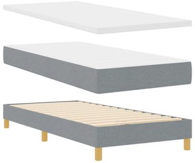 Box Spring Ágy matraccal és LED világosszürke 90x200 cm szövet