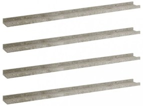 4 db betonszürke fali polc 100 x 9 x 3 cm