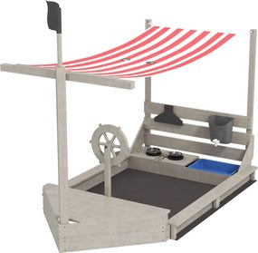 Outsunny Nagy Homokozó Tervezett Árboc Formájú Fa Játékház Konyhás Játszószettel 3-7 Éves Gyermekeknek 180 x 103 x 144,5 cm | Aosom