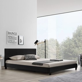 [corium] Kárpitozott franciágy Albacete műbőr 180x200 cm fekete *43710381*