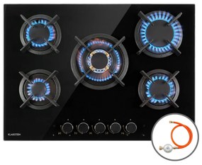 Goldflame 5, gáz főzőlap, 5 sárgaréz égőfej, üvegkerámia