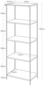 Matt fehér acél polcos állvány 60x170x46,5 cm Tower – YAMAZAKI