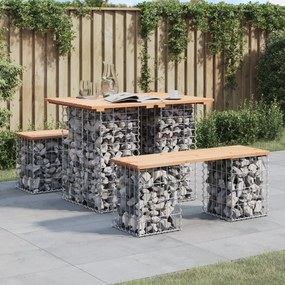 vidaXL tömör fenyőfa gabion kerti pad 100x70x72 cm