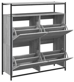 szürke sonoma cipőszekrény 4 kihajtható fiókkal 100x34x112 cm