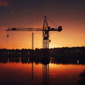 Poszter 100x100cm Alkonyat a daru felett