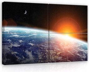 Vászonkép 120x80 Napfelkelte Föld kozmosz bolygó kilátás az űrből
