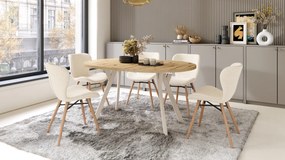 Mazzoni ALDO Artisan tölgy/bézs lábak - BŐVÍTHETŐ KEREK ASZTAL „Y” ALAKÚ LÁBAKKAL LOFT/IPARI STÍLUSÚ NAPPALIBA/ÉTKEZŐBE