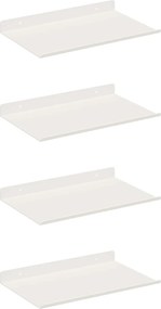 vidaXL Lebegő polc Falra szerelhető 4 pcs Fehér 30 x 18 x 2,5 cm Acél