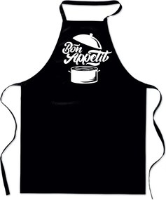 Fekete Nyomtatott Kötény Bon Appetit konyhai Pamut szakács grill