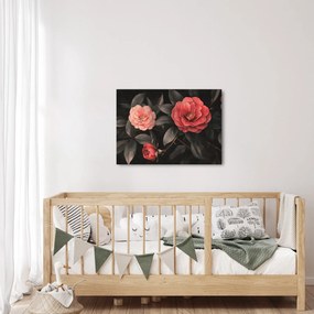 Kép - Vörös virágok sötét háttér előtt (70x50 cm)