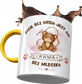 Sárga bögre macival Aranyos mackó ajándék fényképes nyomtatással