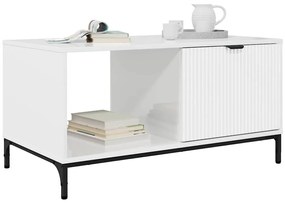 Dohányzóasztal Magasfényű fehér 90 x 49 x 46 cm Faanyag