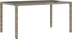 vidaXL szürke polyrattan üveglapos kerti asztal 150 x 90 x 75 cm