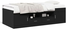 fekete kanapéágy fiókkal matrac nélkül 90x190 cm