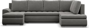 Tokio U sarokkanapé, 3 ágyneműtartóval, bársony, jobboldali, világosszürke
