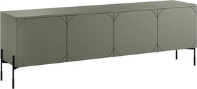Sonatia TV-szekrény 200 cm négyajtós fém lábakkal - olíva