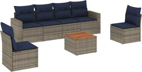 vidaXL 7 részes szürke polyrattan kerti ülőgarnitúra párnákkal