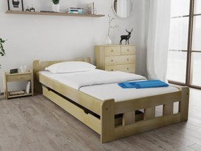 Naomi magasított ágy 120 x 200 cm, fenyőfa Ágyrács: Ágyrács nélkül, Matrac: Coco Maxi 19 cm matrac