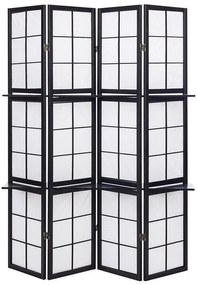 Összecsukható fekete paraván négy panellel 170 x 120 cm GOMAGOI Beliani
