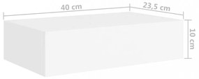 fehér MDF falra szerelhető fiókos polc 40 x 23,5 x 10 cm