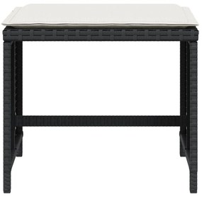 4 db fekete polyrattan kerti szék párnával 41 x 41 x 36 cm