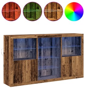 Oldalfal LED fényekkel Régi fa 181.5x37x100 cm Mérnöki fa