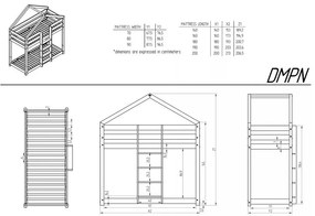 Natúr színű házikó alakú-emeletes gyerekágy ágyráccsal 90x190 cm DMPN – Adeko