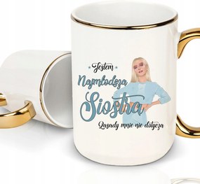Bögre Fehér 450ml Arany Rant Nővérnek Legkisebb Nővér Különböző Minták