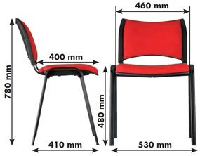 SMART konferencia szék - fekete lábak karfával, kék